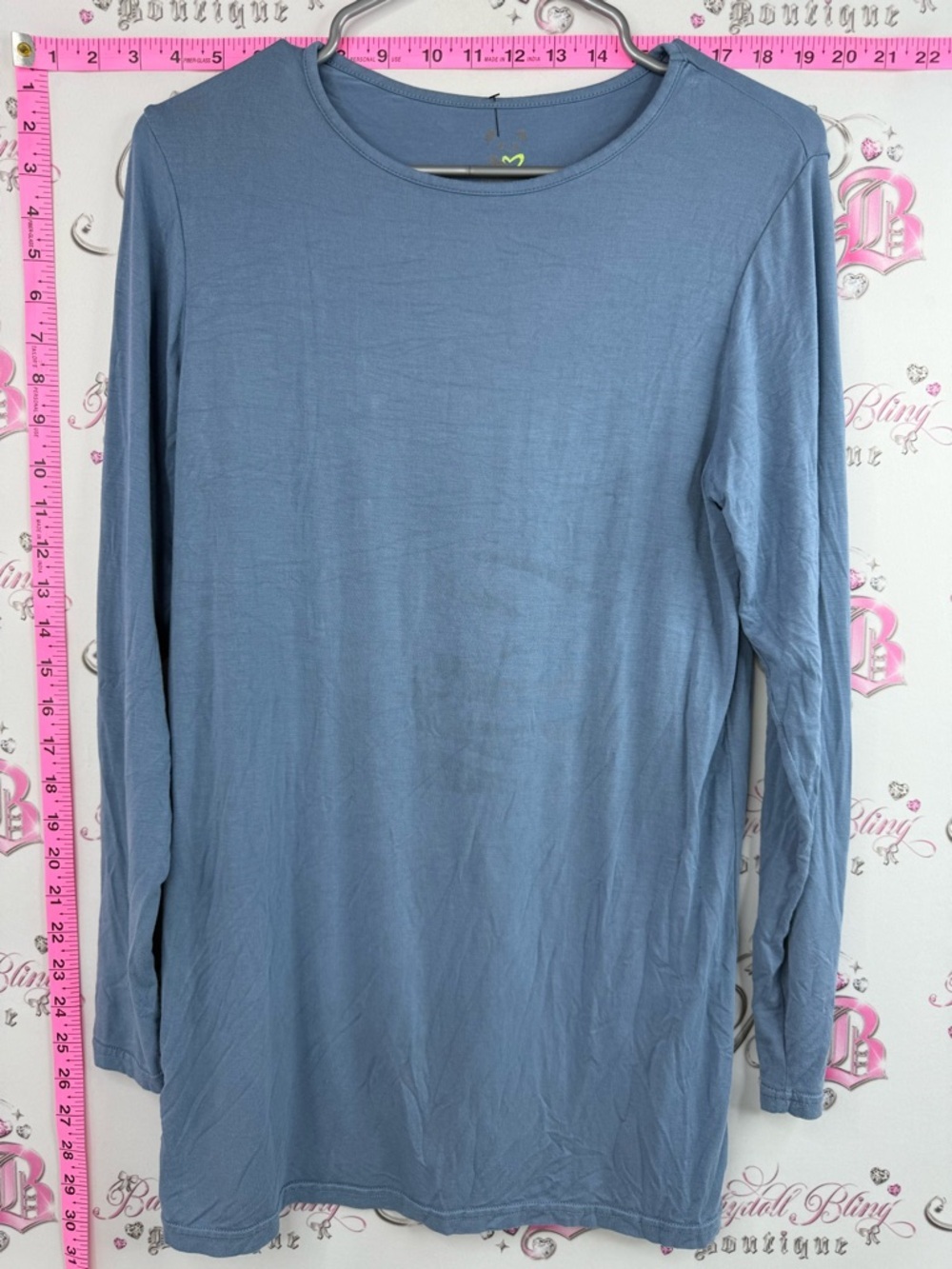 Bellabu bear shirt stretchy Classic Women's Long Sleeve Crew in Slate Blue